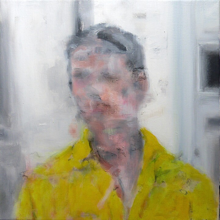 Selfportrait in an old mirror 绘画, 11.8x11.8 in