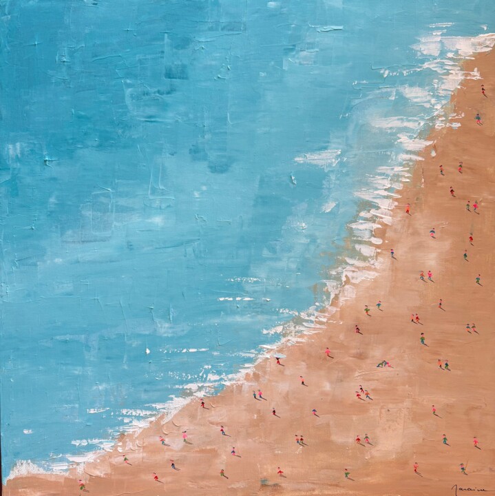 La plage, en bas ! 绘画, 23.6x23.6 in