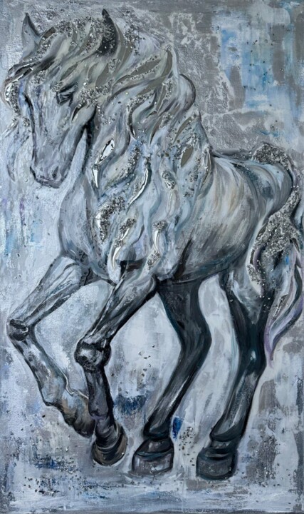 White horse 绘画, 39.4x23.6 in