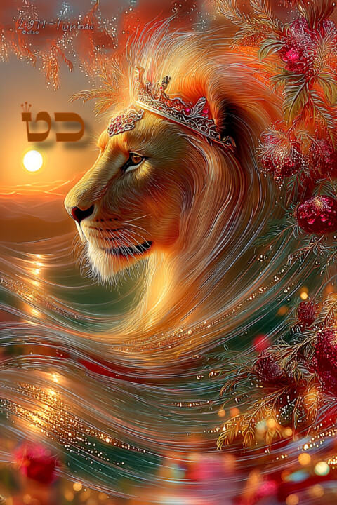 Radiant Majesty – Golden Leo Rising from Sacred Sunligh 数字艺术
