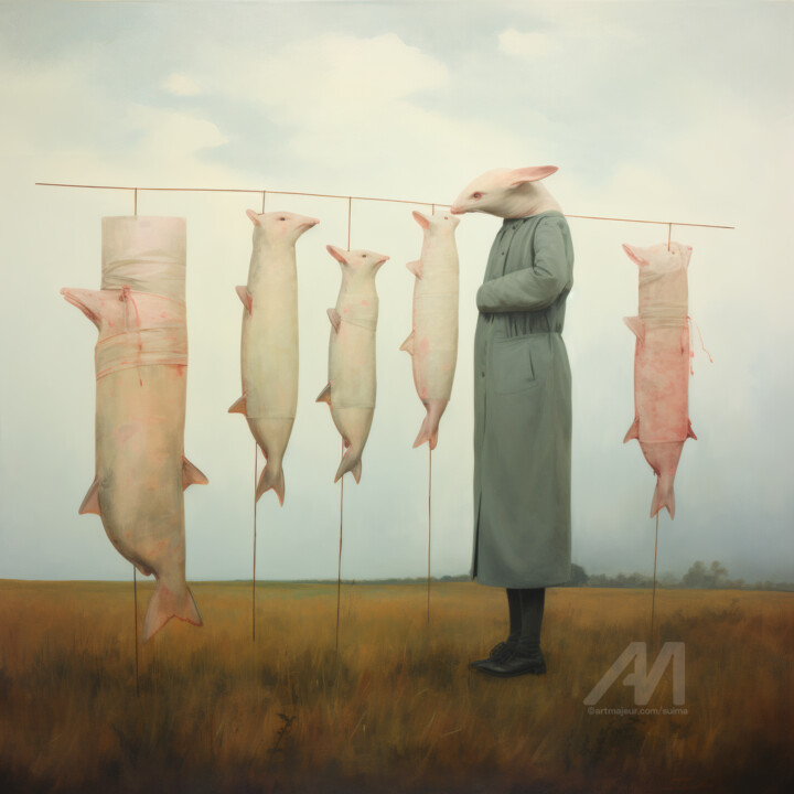 Meat Processing —The One Who Was Spared 数字艺术, 16x16 in