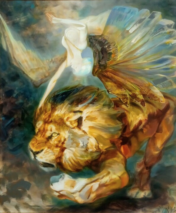 Instinct and Soulfulness - Animal Totem Wall Decor 绘画, 47.2x39.4 in