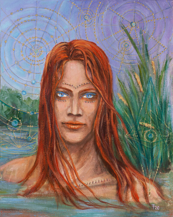 Calamus | Intuitive Visionary Woman 绘画, 19.7x15.8 in