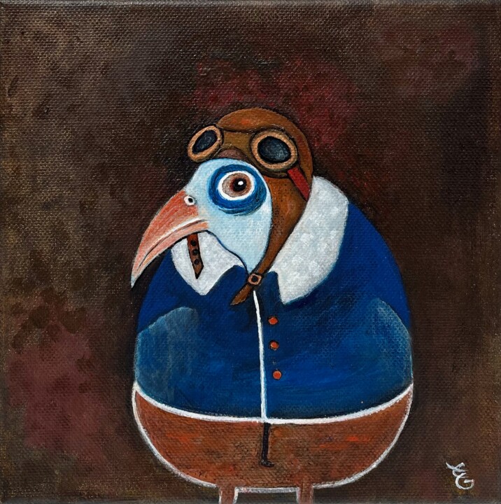 Rêve de corbeau 绘画, 7.9x7.9 in