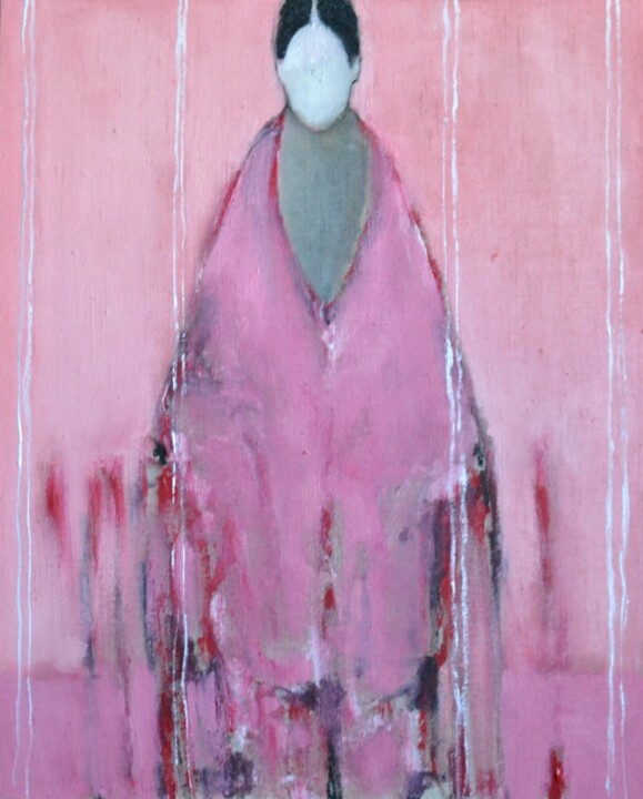 Alienation in pink and white 绘画, 15.8x11.8 in