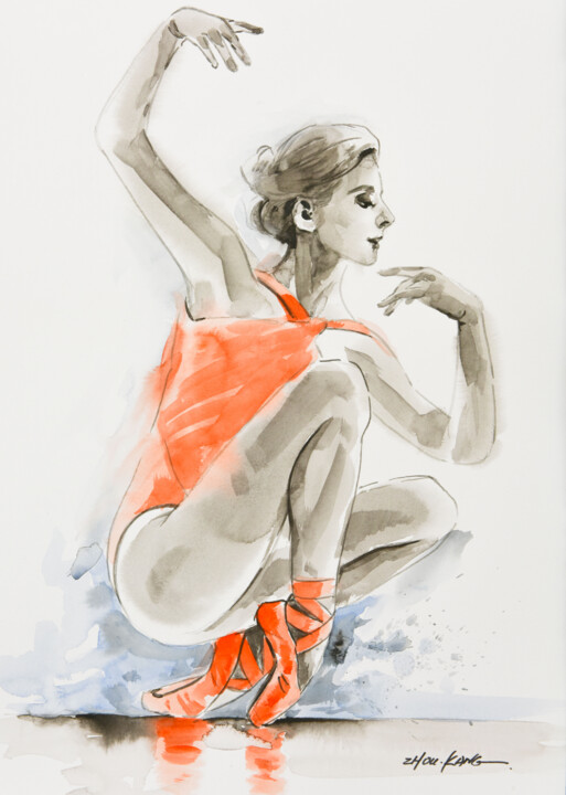 ballet red shoes 绘画, 15.8x11.8 in