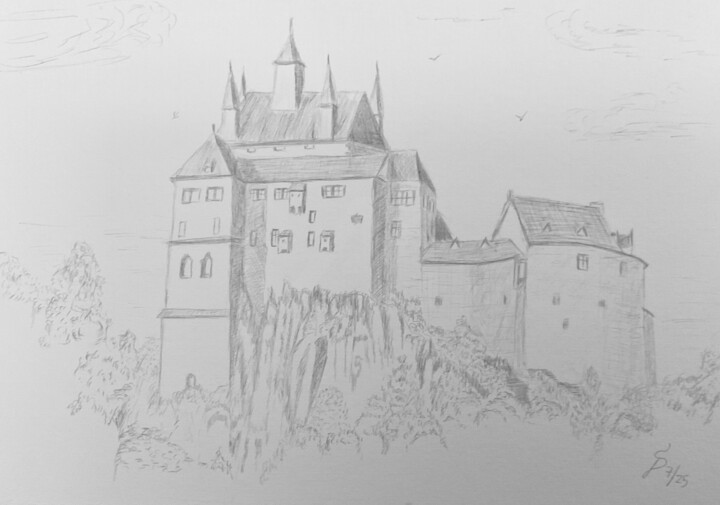 Burg Kriebstein Drawing, 6.7x9.5 in