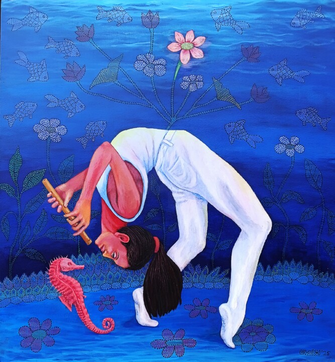 Painting titled "UNITY WITH NATURE" by Prasenjit Nath, Original Artwork, Acrylic
