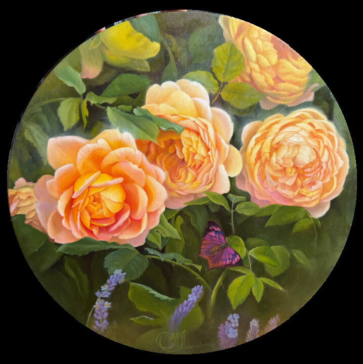Roses 绘画, 17.3x17.3 in