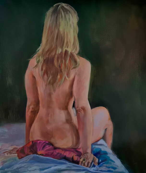 Quiet Introspection Woman 绘画, 23.6x19.7 in