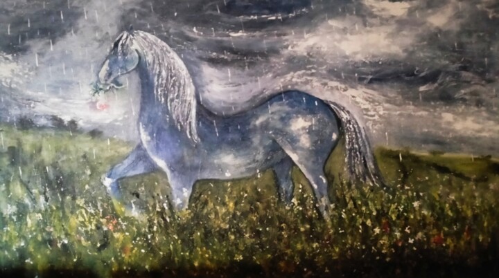 Peinture intitulée "Equinozio su campi…" par Paolo Righi, Œuvre d'art originale, Tempera Monté sur Châssis en bois