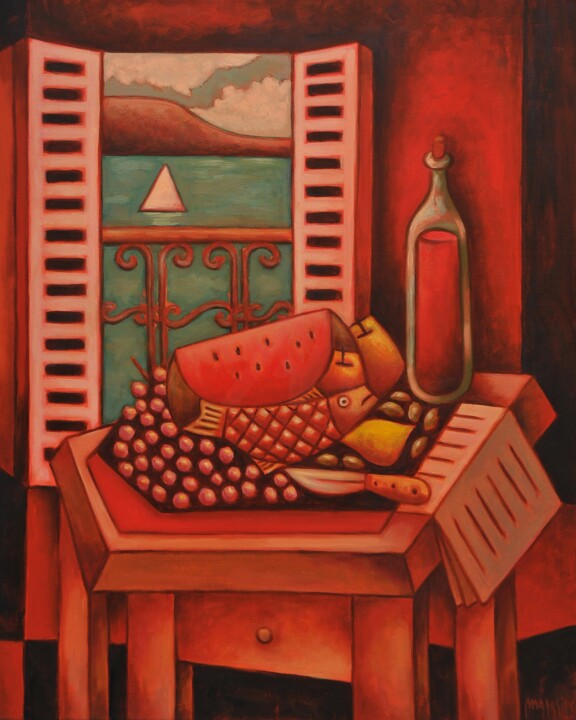 Mediterranean still life 3. 绘画, 39.4x31.5 in