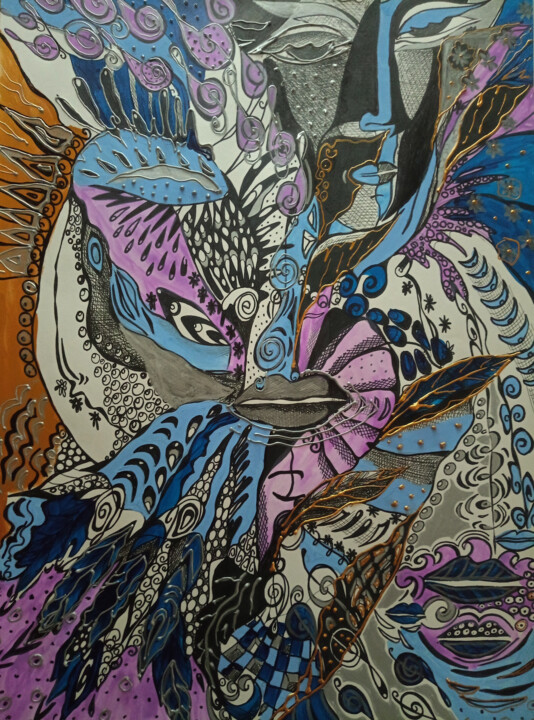 "Branches of the sub…" başlıklı Resim Irina Shumskaya tarafından, Orijinal sanat, Jel kalem Karton üzerine monte edilmiş