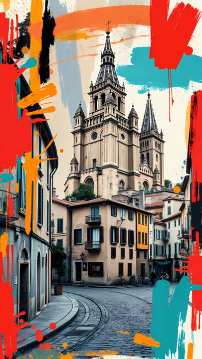 Arts numériques intitulée "European Architectu…" par Pict T Mosb, Œuvre d'art originale, Image générée par l'IA