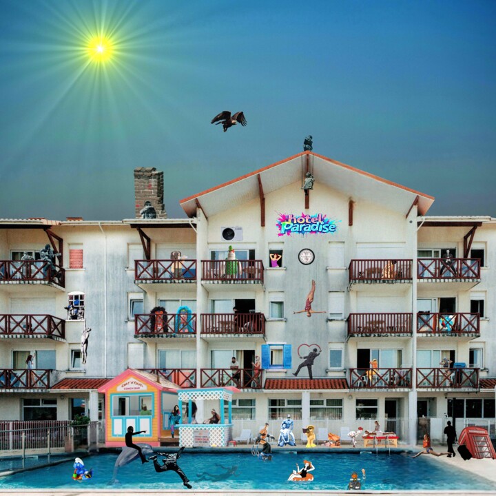 Digitale Kunst getiteld "hotel paradise" door Frédéric Agostini, Origineel Kunstwerk, Digitale collage