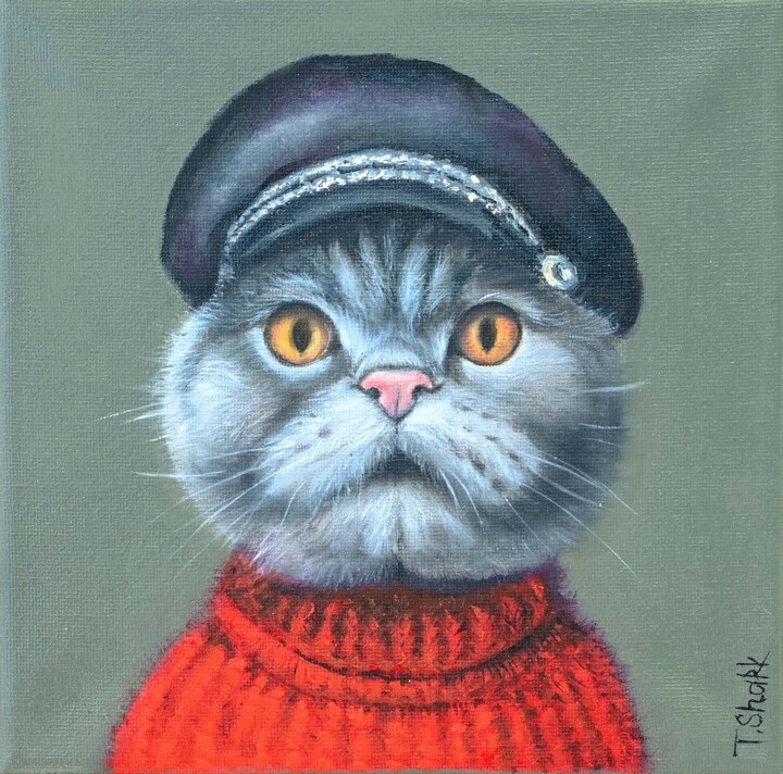 Cat #7 绘画, 7.9x7.9 in