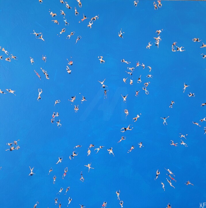 Summer Swimming 5 绘画, 31.5x31.5 in