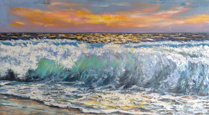 Pittura intitolato "Riviera" da Maria Galan, Opera d'arte originale, Olio