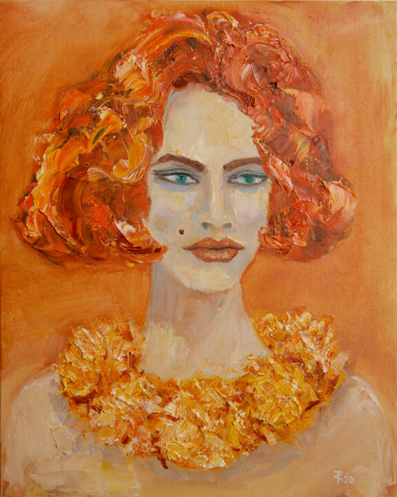 Marigold | Sensual Feminine Flame Oil Painting 绘画, 19.7x15.8 in