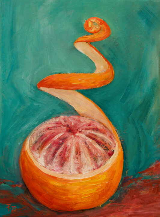 Grapefruit — Juicy Citrus Joy 绘画, 15.8x11.8 in