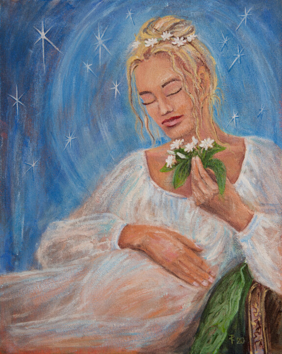 Jasmine | Pregnancy Calm and Self-Love 绘画, 19.7x15.8 in