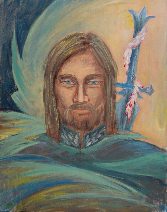 Cardamom Portrait — Knight of Balance and Strength 绘画, 27.6x21.7 in