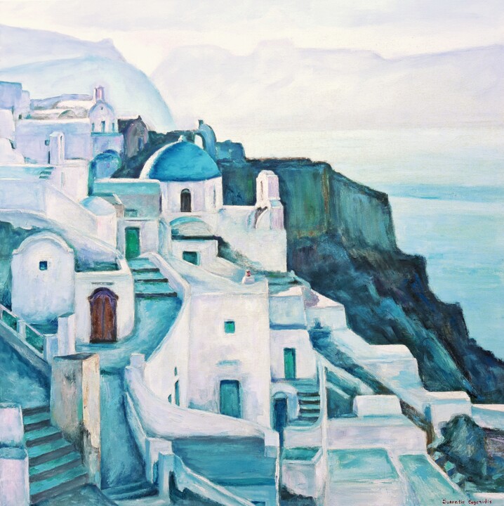 Painting titled "Santorini Magic 5" by Sokratis Evgenidis Sokratis Evgenidis, Original Artwork, Acrylic