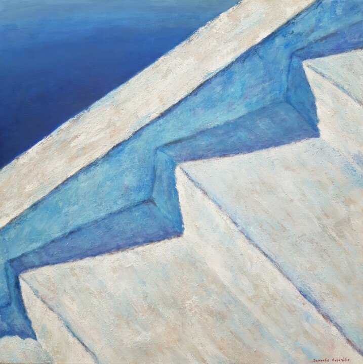 Painting titled "Santorini Magic 7" by Sokratis Evgenidis Sokratis Evgenidis, Original Artwork, Acrylic
