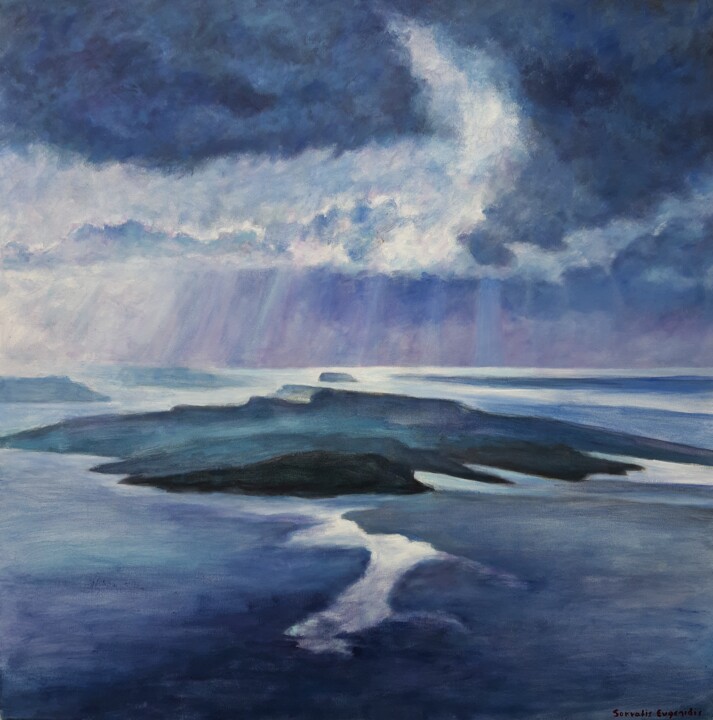 Painting titled "Santorini Magic 9" by Sokratis Evgenidis Sokratis Evgenidis, Original Artwork, Acrylic