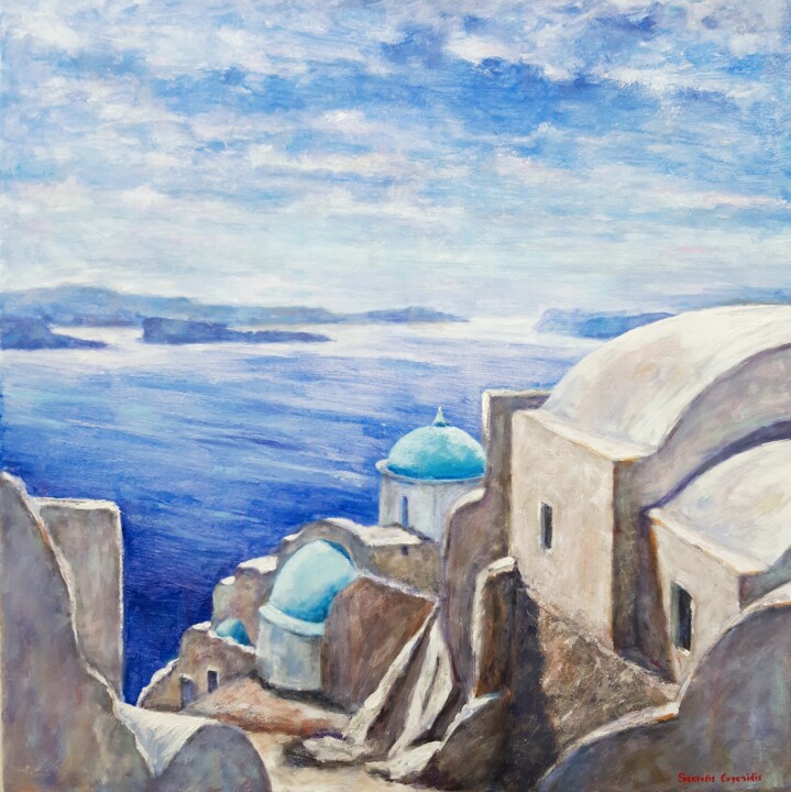 Painting titled "Santorini Magic 11" by Sokratis Evgenidis Sokratis Evgenidis, Original Artwork, Acrylic