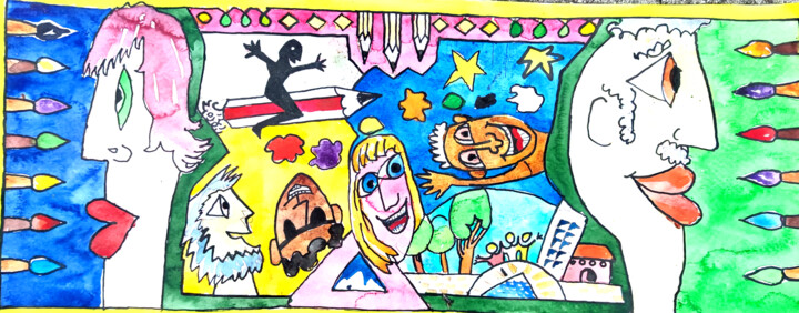 Malerei mit dem Titel "Hally Gally in the…" von Reiner Poser, Original-Kunstwerk, Aquarell