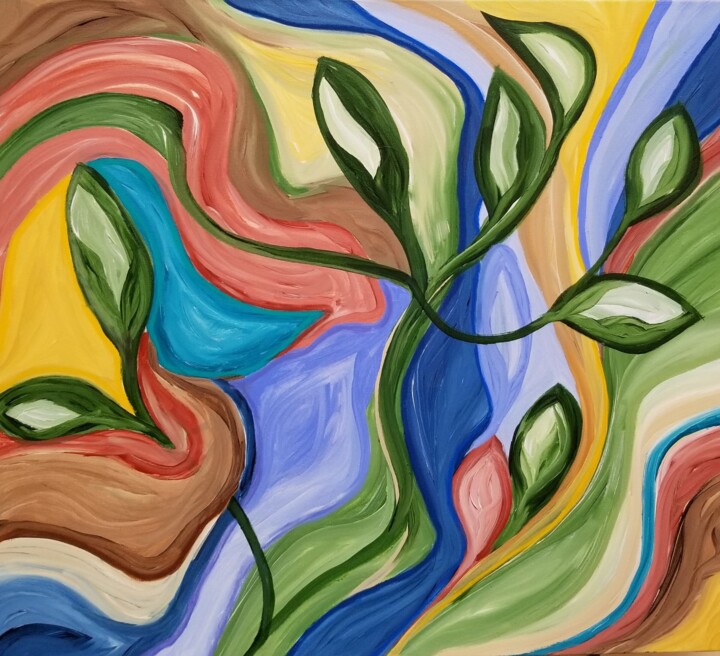 Peinture intitulée "Roots of Becoming -…" par Johanne Monique Dufour (Monique J Dufour), Œuvre d'art originale, Acrylique Mo…