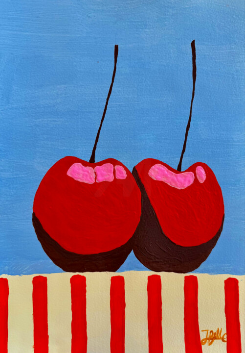 Cherry Lovers / Bright art, print art, cherries 绘画, 11.7x8.3 in
