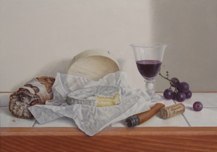 Dégustation de camembert 绘画, 10.6x13.8 in