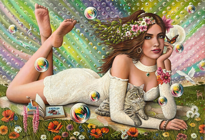 Painting titled "" La Déesse Aurore,…" by Jean-Jacques Briquet, Original Artwork, Acrylic