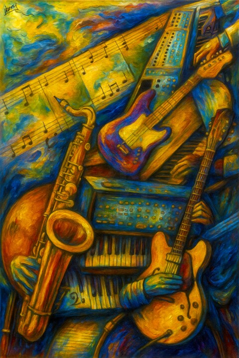 Junk Music 绘画, 21.3x14.2 in
