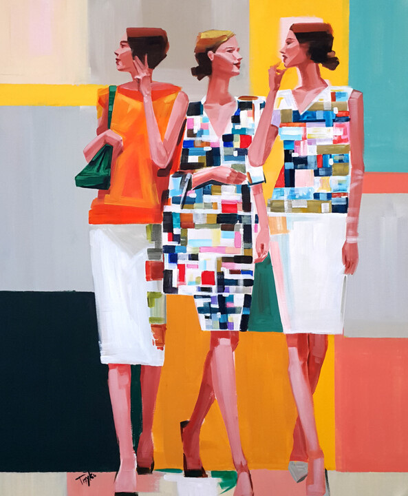 Street Walking 绘画, 39.4x33.5 in