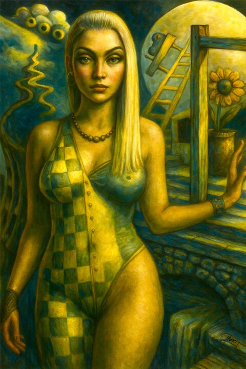 She Dreams 绘画, 21.3x14.2 in
