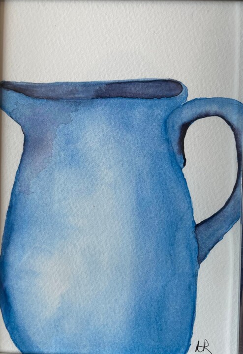Blue Pitcher 绘画, 7x5 in