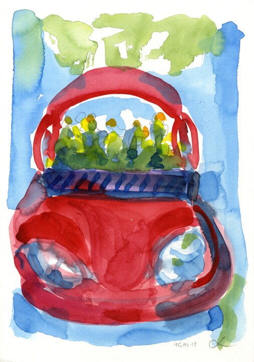 Auto/Selbster (150319.5) 绘画, 13.4x9.5 in
