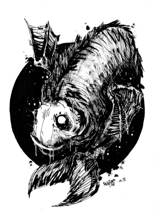 Mr. Ribka ink 图画, 8.3x5.9 in