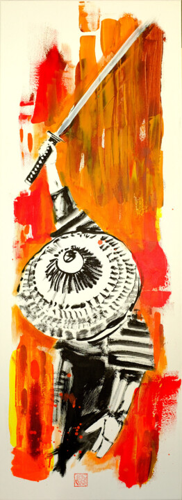 samurai vu d'en haut 绘画, 43.3x15.8 in