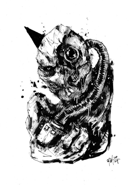 Mr. Cyborg ink 图画, 8.3x5.9 in