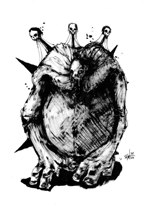 Mr. 3 skulls 图画, 8.3x5.9 in
