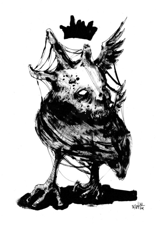 Mr. Bird ink 图画, 8.3x5.9 in