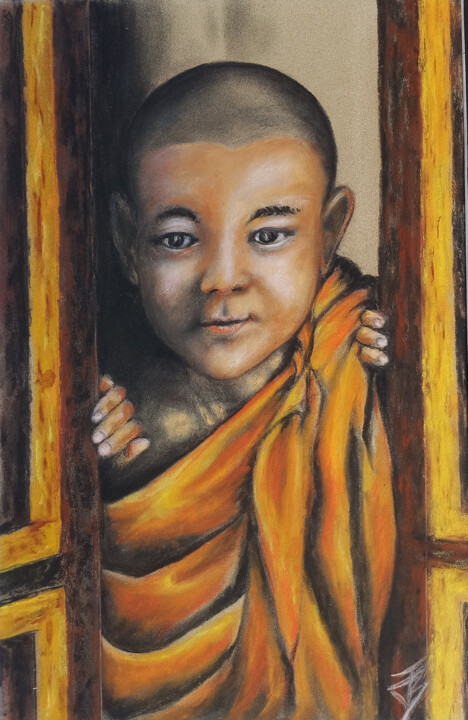 Le petit moine d'Asie 绘画, 20.5x13 in