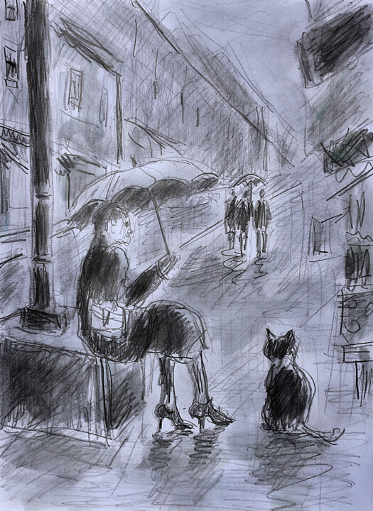 绘画 标题为“Jour de pluie1” 由Jean Mirre, 原创艺术品, 油