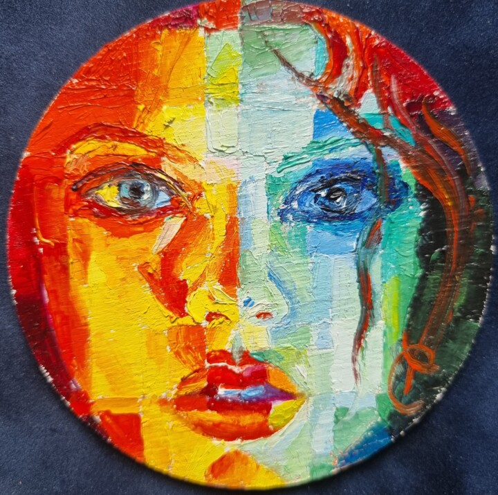 Peinture intitulée "Moon witch" par Assunta Cassa, Œuvre d'art originale, Huile