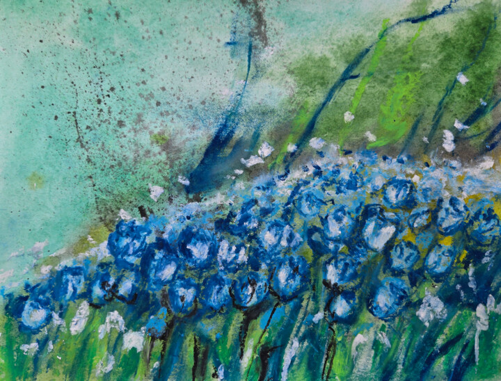 Blue tulip 3 绘画, 5.9x7.1 in