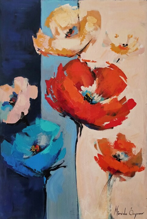 Peinture intitulée "Flowers" par Mürşide Özyonar, Œuvre d'art originale, Acrylique Monté sur Châssis en bois